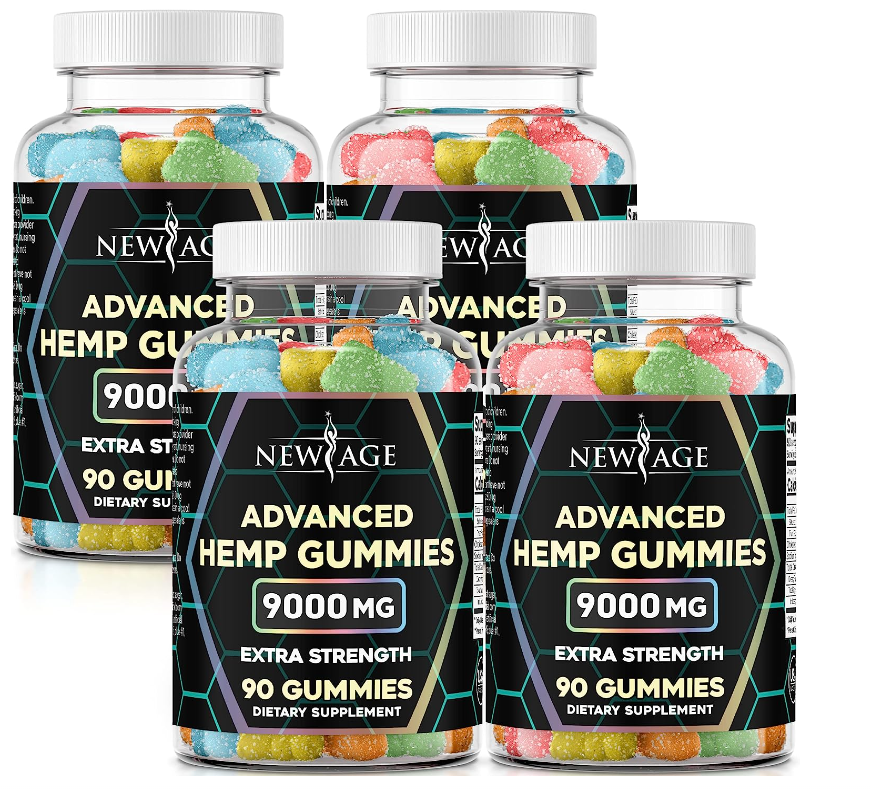 #1 Best Seller - NEW AGE Naturals Advanced Hemp Gummies - Natural Hemp Oil Infused Gummies 9000mg Jar. 90 gummies