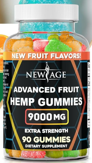 New Age - Advanced Hemp Gummies - Extra Strength - NEW FRUIT FLAVOR  - 9000mg per jar or 90 gummies.